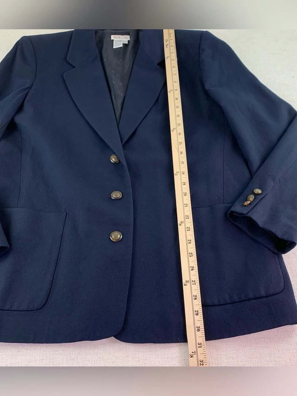 Talbots women's Classic 100% wool Blazer size 16 in navy blue Made in USA